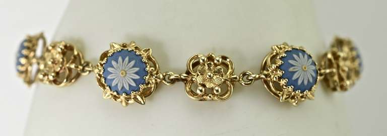 Charming Vintage 14K and Wedgwood Bracelet