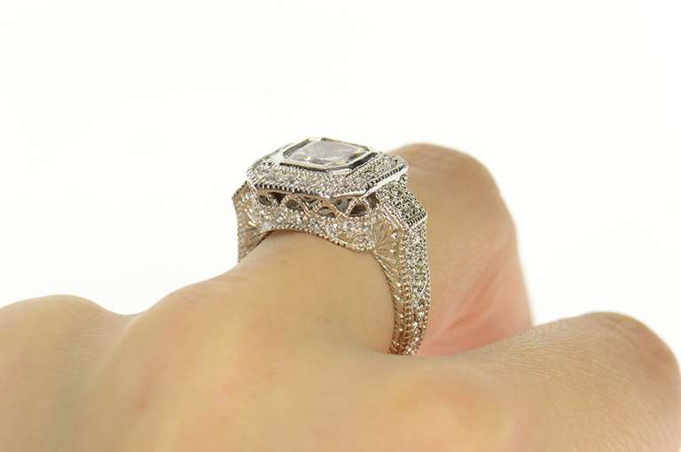 Sterling Silver Cushion Halo Statement Travel Engagement Ring