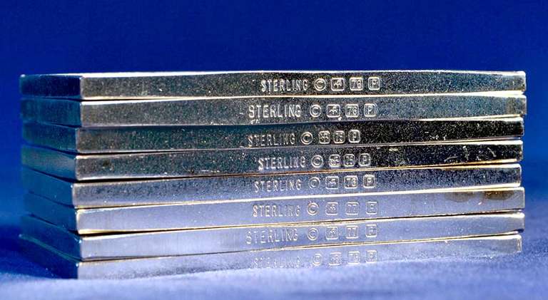 Lot of  7 Franklin Mint Bicentennial Council  The Thirteen Original States Sterling Silver Ingots