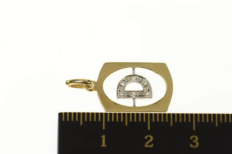 14K Yellow Gold D Monogram Diamond Initial Name Tag Charm/Pendant