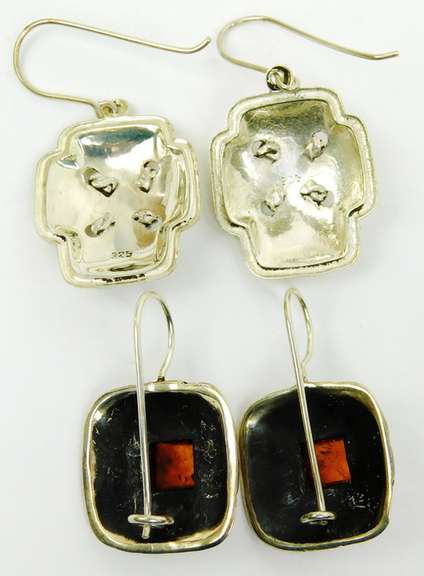 2 Pairs of Sterling Silver Pierced Earrings