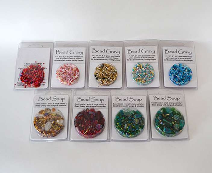 Bead Soup with Small Glass Seed Beads, Lumps and Chunks, Lot of 9 Packages