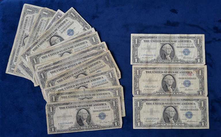 Lot Of 20 Worn/Cull Silver Certificates, Includes 3 Star Notes.