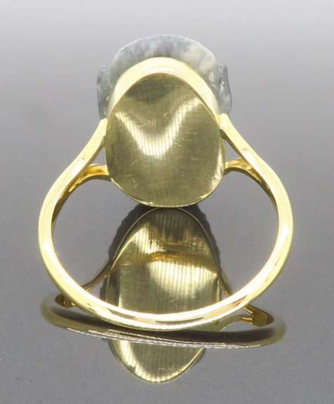 Labradorite & Diamond Gorilla Ring made in 18k Yellow Gold