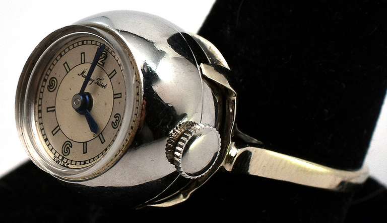 Awesome Vintage Mathey Tissot Watch Ring in 10KT / S. Steel