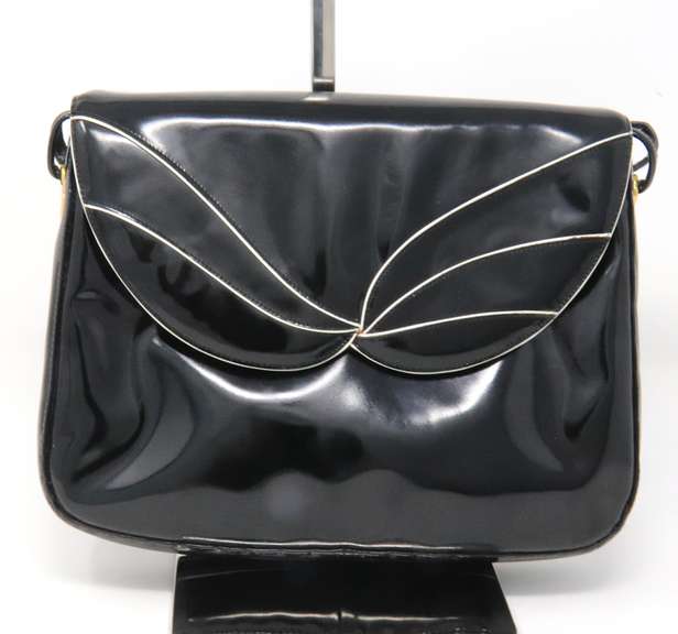 Bally Black Glossy Patent Leather Envelope Bag