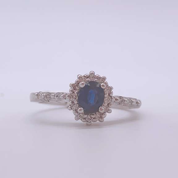 14kt Gold, Blue Sapphire, & Diamond Cocktail Ring