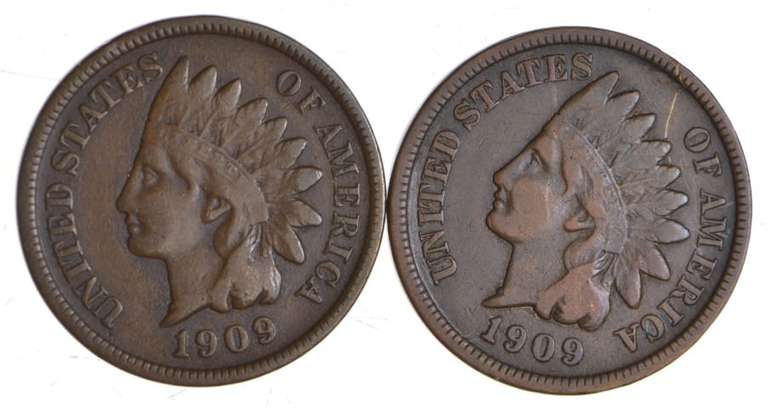 Lot (2) 1909-S Indian Head Cents