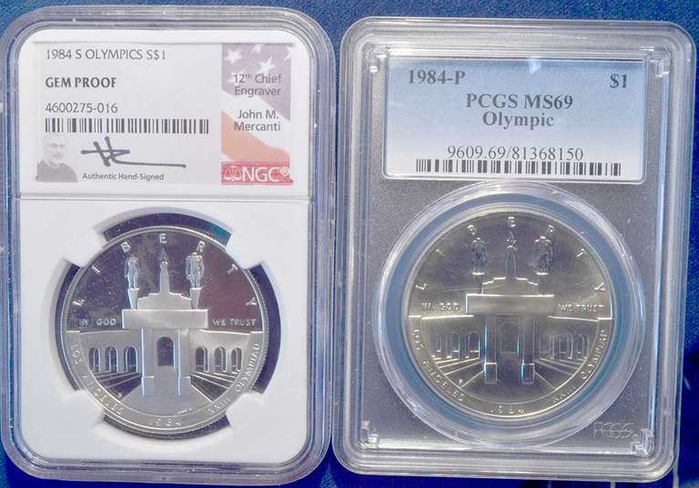 1984-P PCGS MS69 Olympic Dollar And 1984-S Olympics Dollar NGC Gem Proof