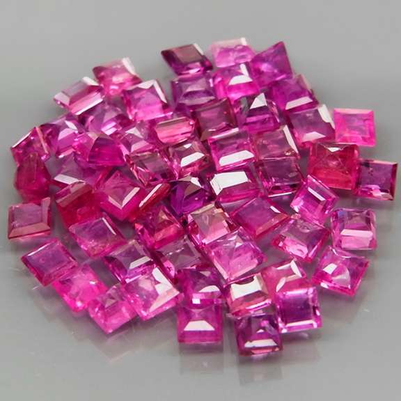 Princess cut! Heated only! 6.93ct Ruby set!