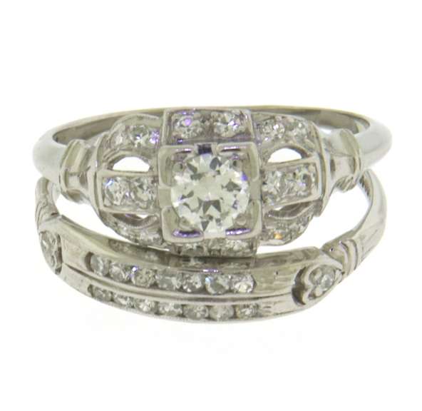 Dazzling Platinum Vintage Wedding Set