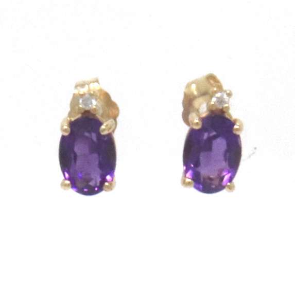 Powerful Yellow Gold Amethyst and Diamond Earrings