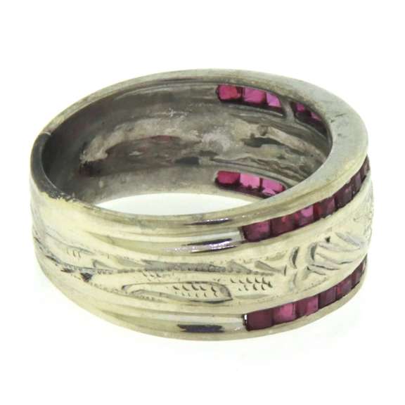 Fantastic White Gold Band w Channel Princess Rubies