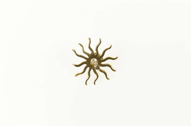 14K Yellow Gold 0.15 Ct Victorian Diamond Sun Flower Charm/Pendant