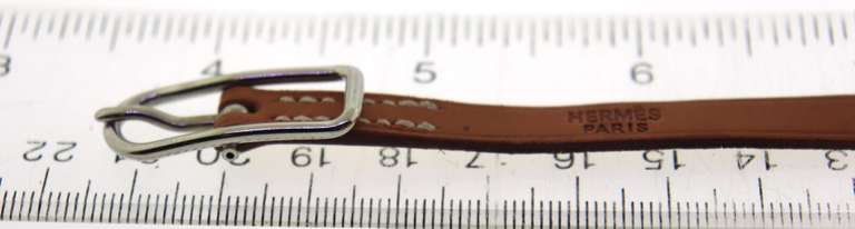 Hermes Brown Leather Silver Hapi Triple Tour Wrap Bracelet