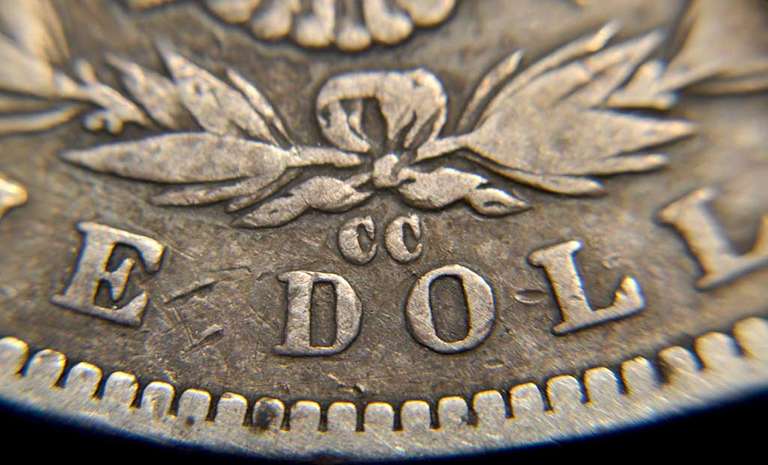 1891-CC Morgan Silver Dollar, Circulated.