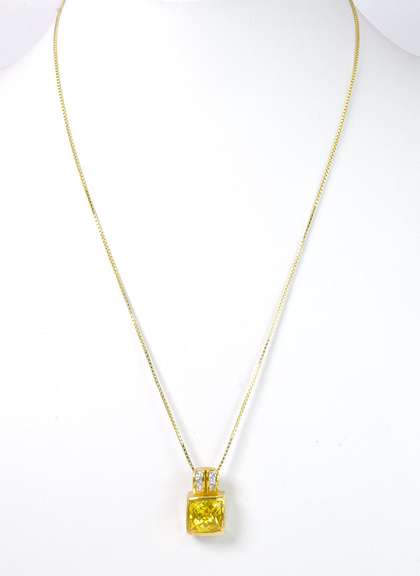 Yellow & White CZ Necklace, Vermeil