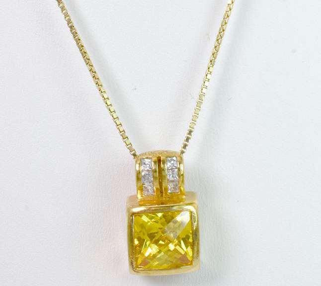 Yellow & White CZ Necklace, Vermeil