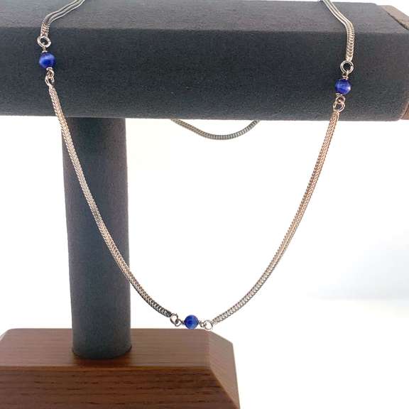 Sterling silver necklace with blue beads