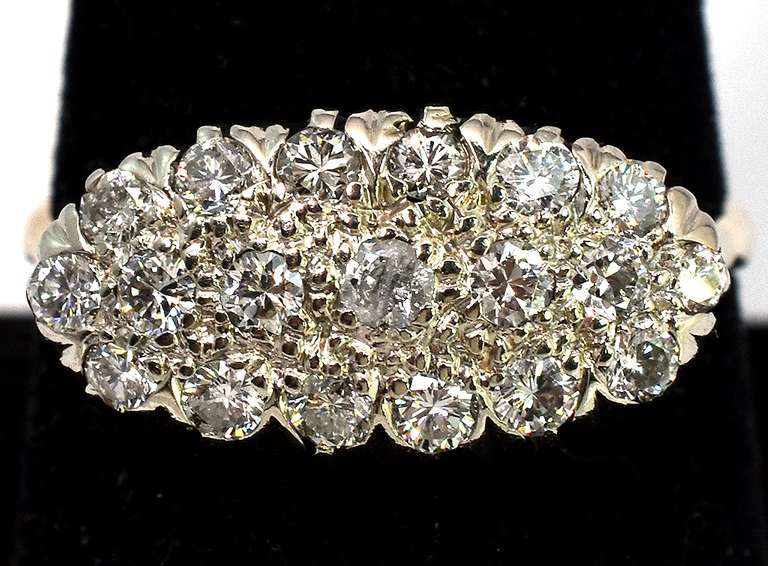 Antique-Style 0.75CTW Diamond Cluster Ring in 14KT 2-Tone Gold