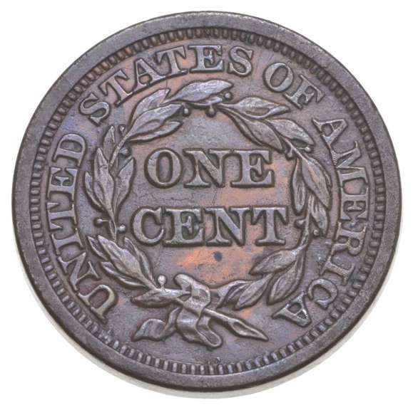 1845 Braided Hair Large Cent - Cleaned