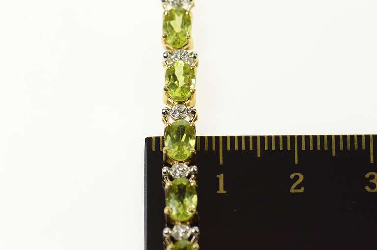 10K Yellow Gold Oval Peridot Diamond Accent Tennis Bracelet