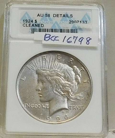 1924 Peace Dol ANACS AU-58 details