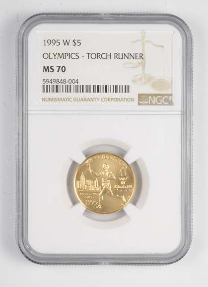 MS70 1995-W $5 XXVI Olympiad Torch Runner Commemorative Gold Piece NGC