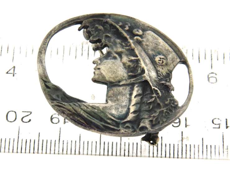 Sterling Silver Art Nouveau Cast Brooch Pin