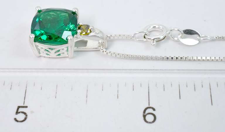 Classy Green & Yellow CZ Necklace, Sterling