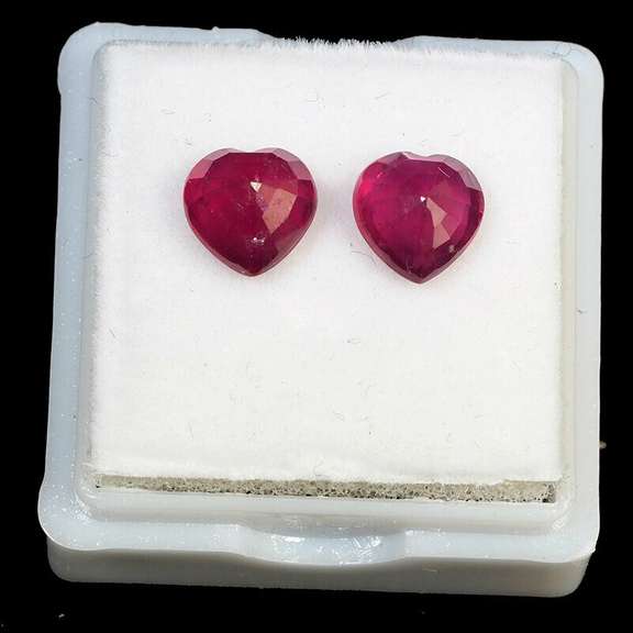 Two Natural Blood Pigeon Red Heart Cut Ruby Loose Gemstones