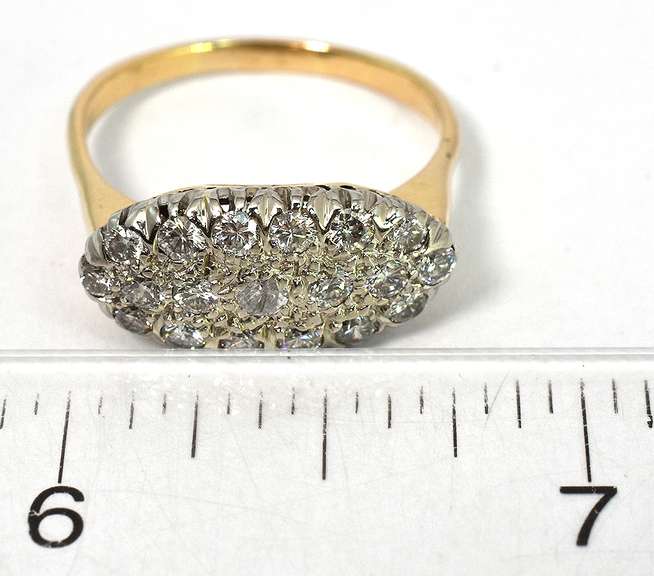 Antique-Style 0.75CTW Diamond Cluster Ring in 14KT 2-Tone Gold