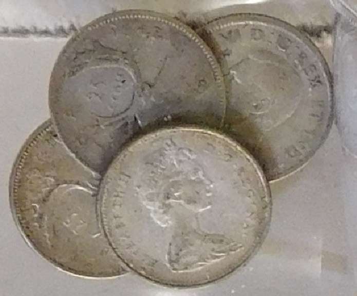 Canada: 4 ea Silver 25 cent, 1942 to 1968