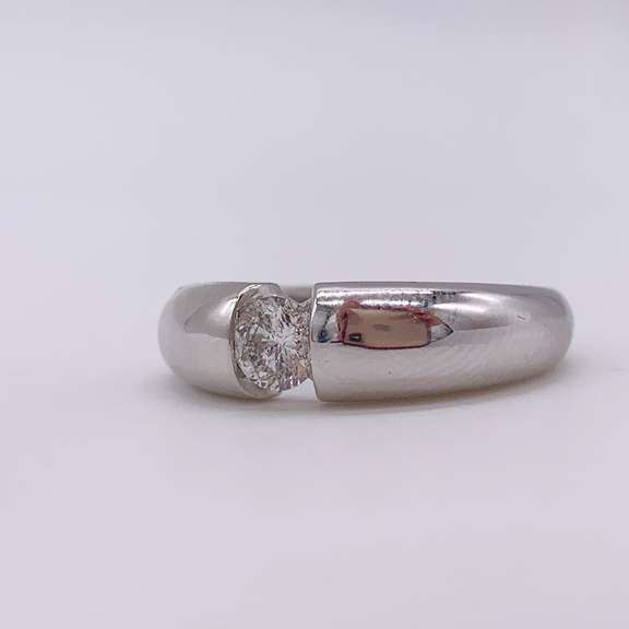 14kt Solid White Gold Diamond Band Ring