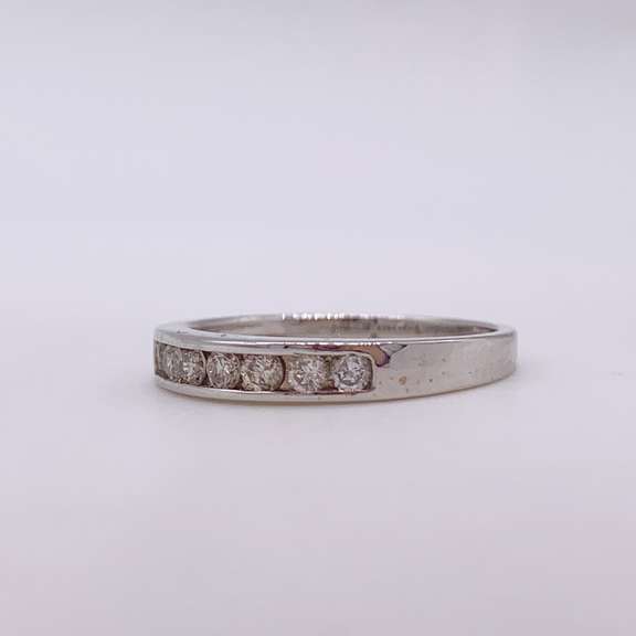 14kt Solid White Gold Diamond Band Ring