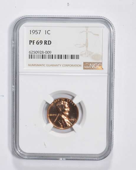 PF69 RD 1957 Lincoln Wheat Cent - Graded NGC