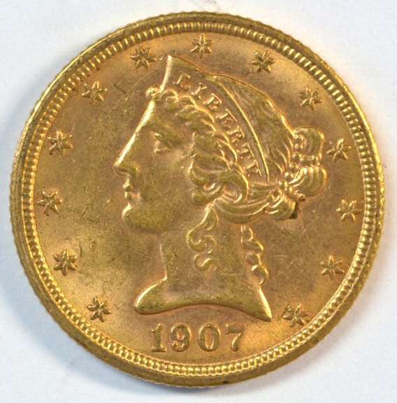 Very Choice BU 1907 US $5 Liberty Gold Piece
