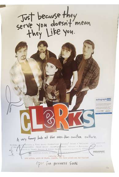 Clerks Cast Signed Autographed 27x40 Poster Kevin Smith Jason Mewes ACOA