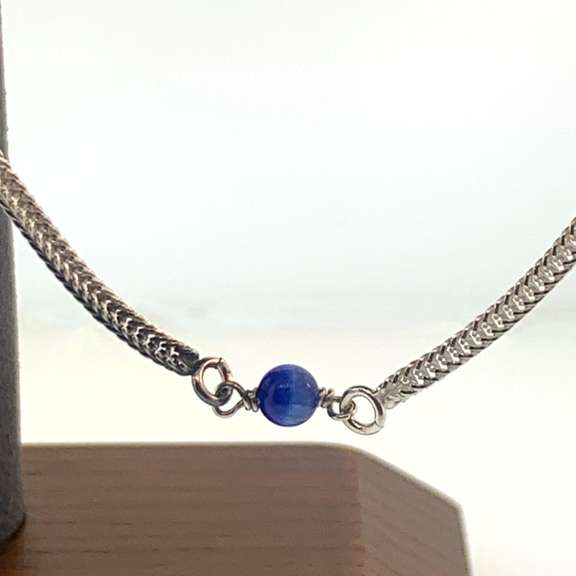Sterling silver necklace with blue beads