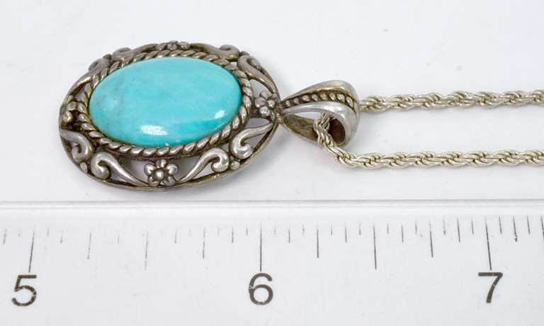 Lovely Turquoise Necklace in Sterling Silver