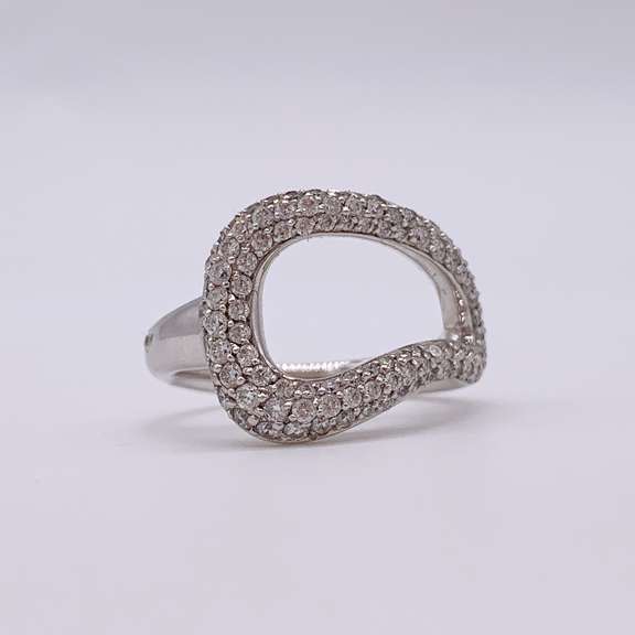 14kt Solid White Gold Diamond Band Ring