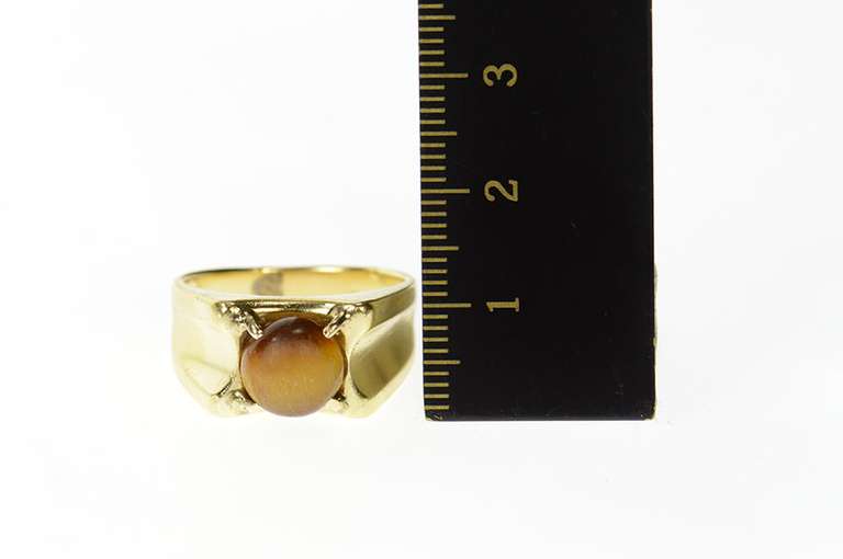 14K Yellow Gold 1960's Retro Tiger's Eye Statement Ring