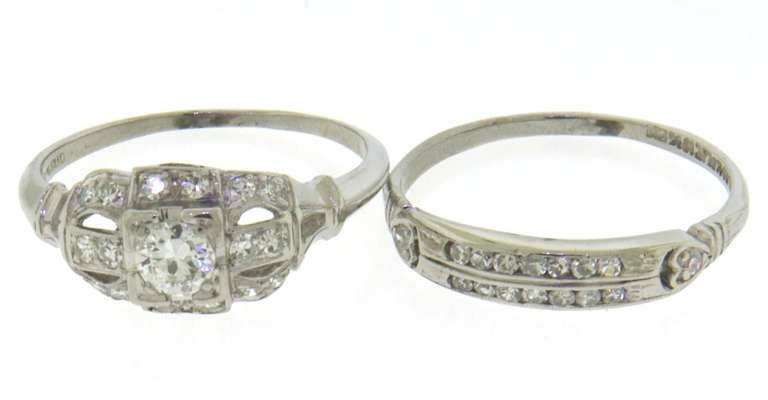Dazzling Platinum Vintage Wedding Set