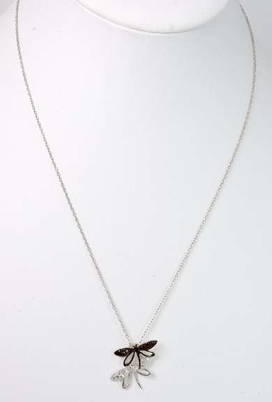 Dual Dragonflies Necklace in Sterling Silver