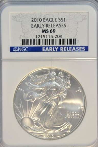Super 2010 $1 Silver Eagle EARLY RELEASES. NGC MS69