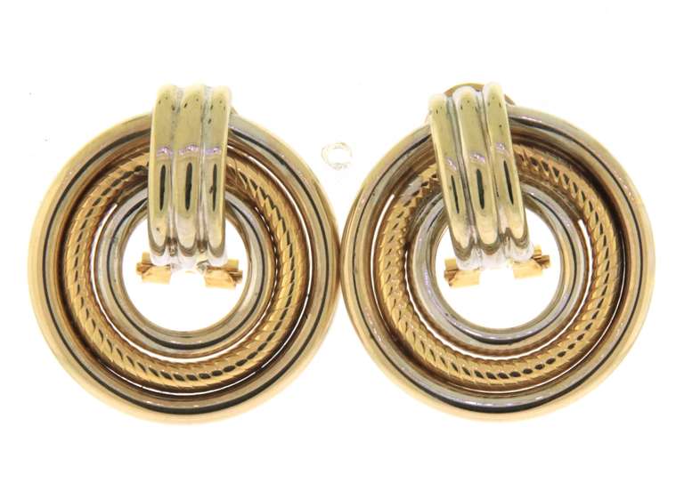 Trendy Two Tone Gold Circle Earrings