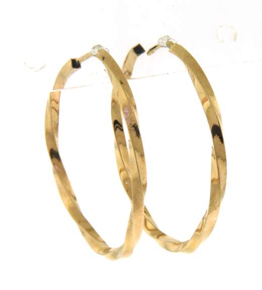 Popular Yellow Gold Twisted Endless Hoop Earrings