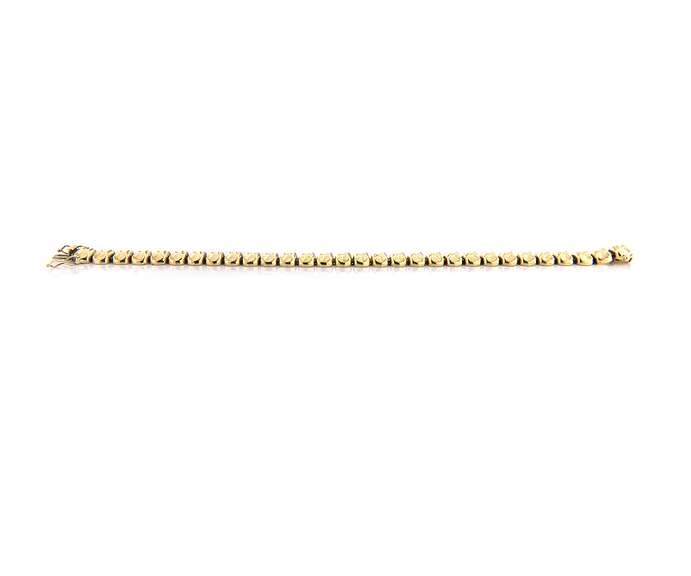 Fabulous Italian Yellow Gold Oval Cancaved Link Bracelet