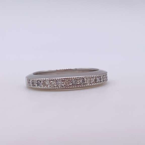14kt Solid White Gold Diamond Band Ring