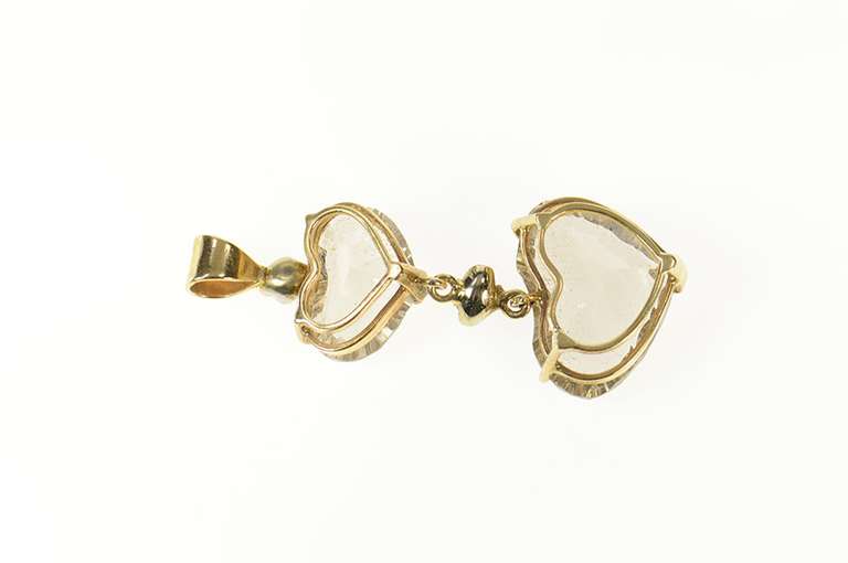 14K Yellow Gold Tiered Heart Smoky Quartz Ruby Pendant